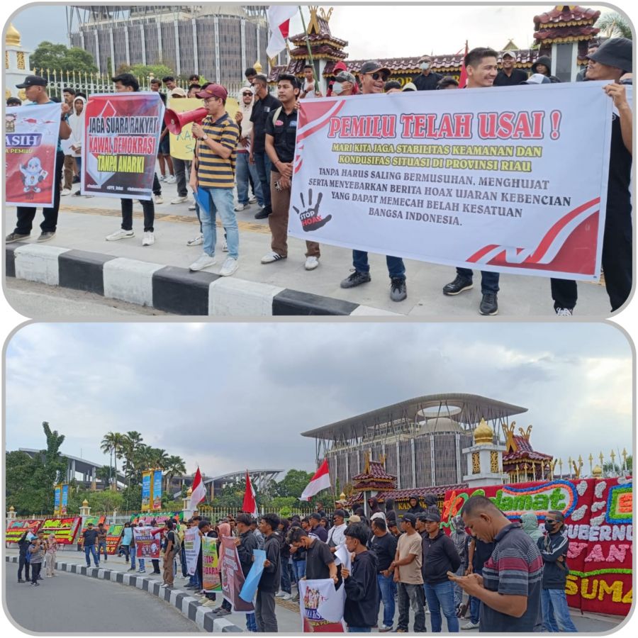 Aksi Solidaritas Massa AMAPESI Dukung Petugas Pemilu di Provinsi Riau