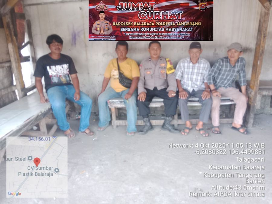 Bhabinkamtibmas Polsek Balaraja Giat Jumat Curhat, Serap Aspirasi dan Sampaikan Pesan Kamtibmas