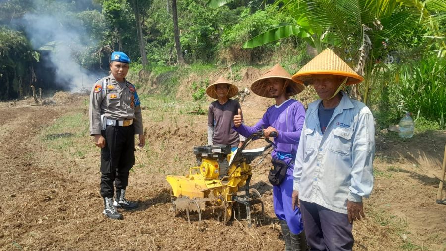 Bhabinkamtibmas Polsek Mancak Cek Lahan Jagung Dukung Ketahanan Pangan