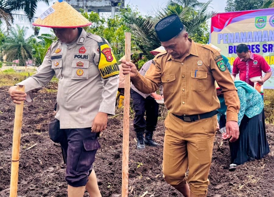 Dukung Asta Cita Presiden, Polsek Kunto dan Warga di Rohuk Tanam Jagung Bersama