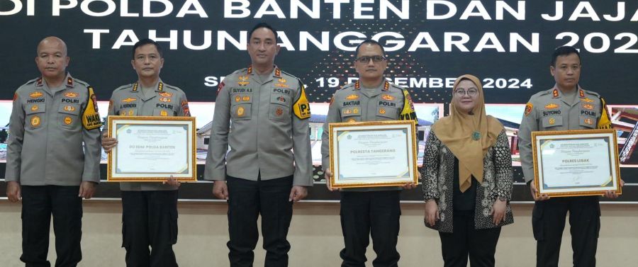 Kapolda Banten Serahkan Langsung Piagam Penghargaan IKPA Peringkat ke 2 kepada Polresta Tangerang