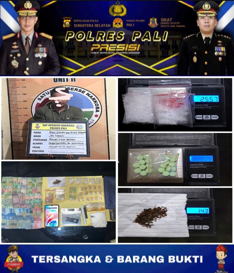 Lagi-lagi Satresnarkoba Polres PALI Ringkus Pelaku Penyalahgunaan Obat-obatan Terlarang Narkotika