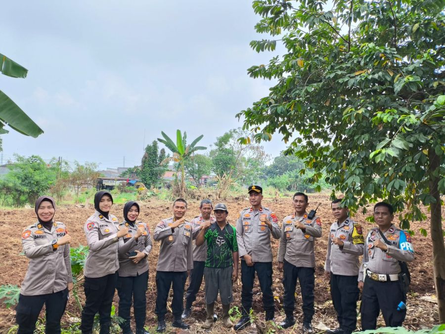 Pengawasan Program Ketahanan Pangan, Tim Polda Banten Tinjau Lahan Jagung di Desa Pasir Jaya