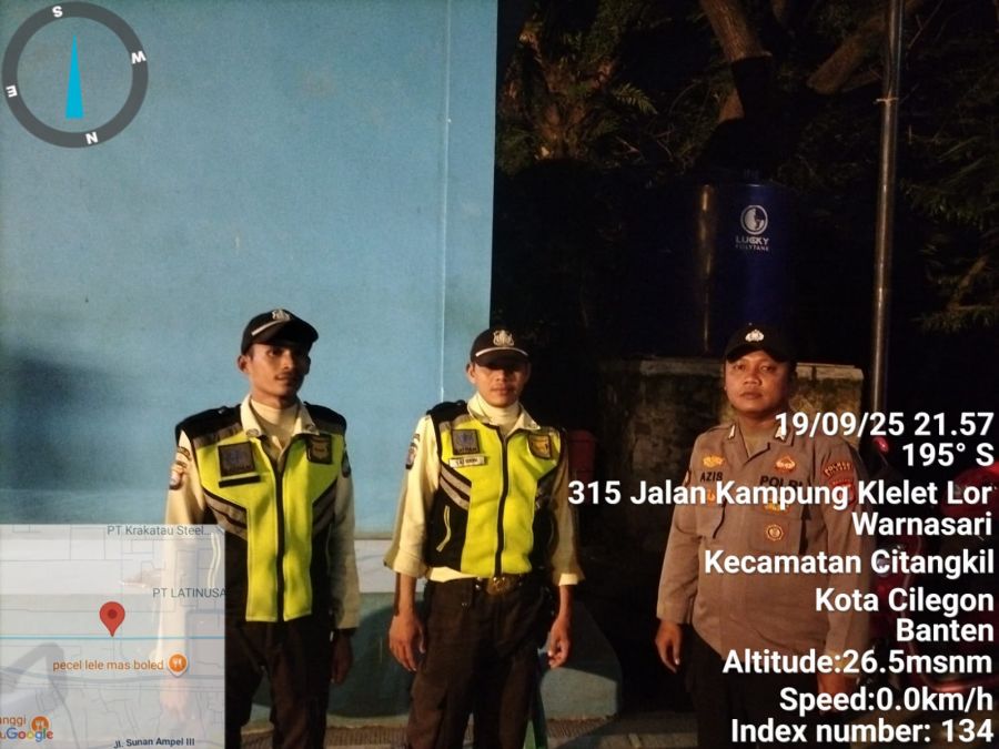 Personil Polsek KSKP Banten Rutin Laksanakan Blue Light Patroli