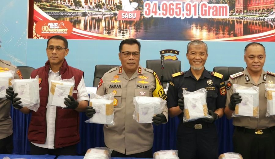 Polda Riau Gagalkan Peredaran 34,96 Kg Sabu, Jaringan Malaysia