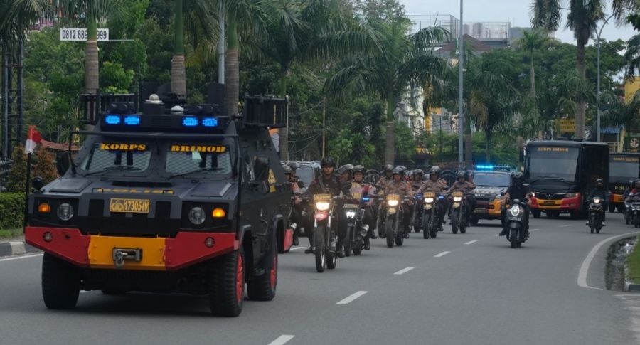 Polda Riau Gelar Pasukan Skala Besar, Guna Antisipasi Saat Pemungutan Suara
