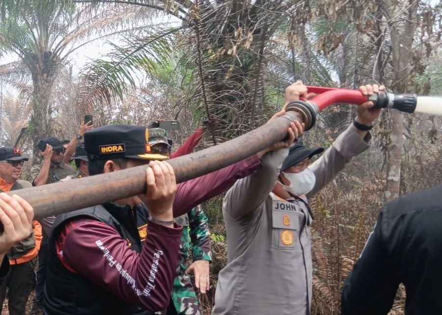 Polda Riau Padamkan Kebakaran Lahan Gambut di Pelalawan