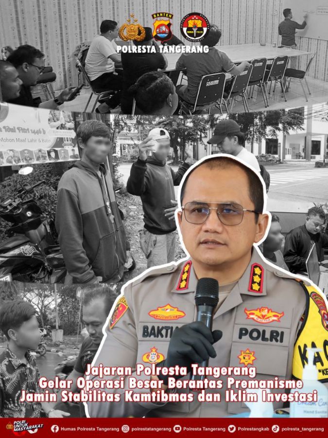 Polresta Tangerang Gelar Operasi Besar-Besaran Pemberantasan Premanisme, 85 Tersangka Diamankan